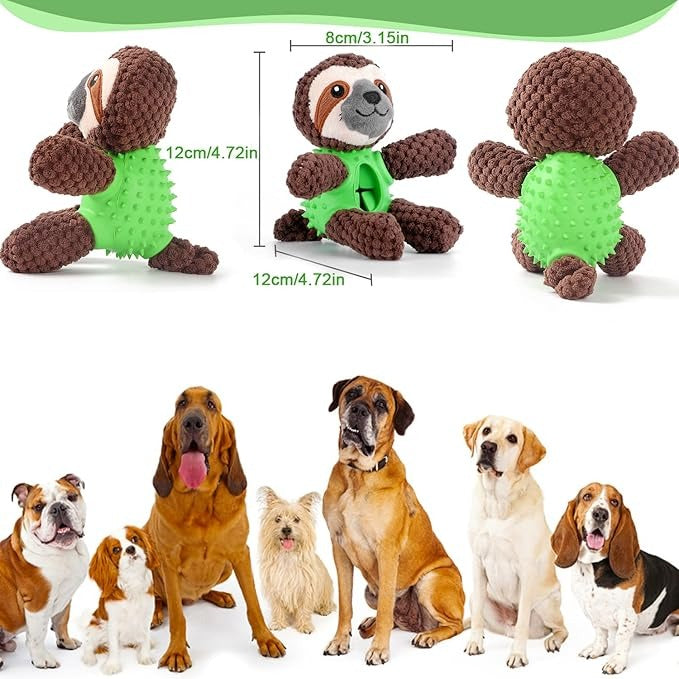 3in1 dog cuddly toy with integrated teeth cleaning toy and treat stash