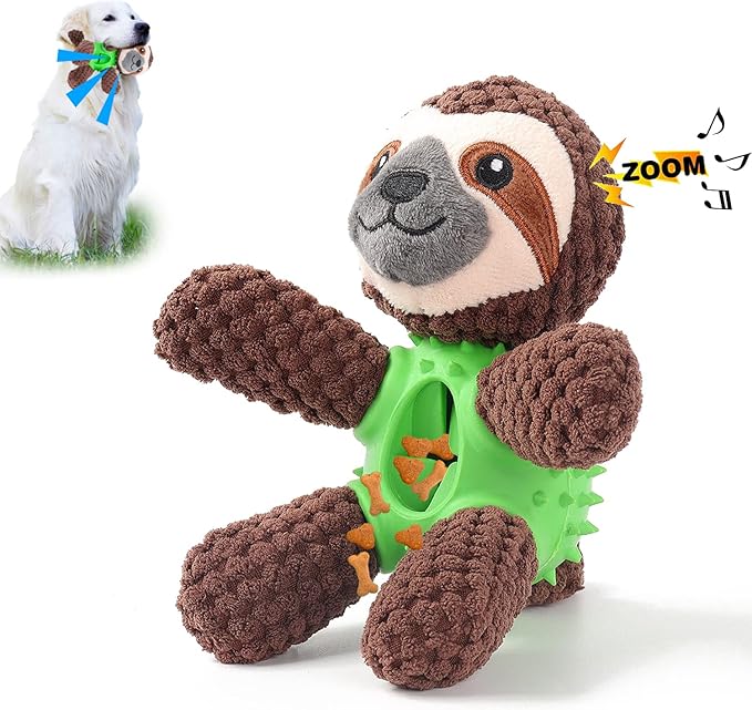 3in1 dog cuddly toy with integrated teeth cleaning toy and treat stash