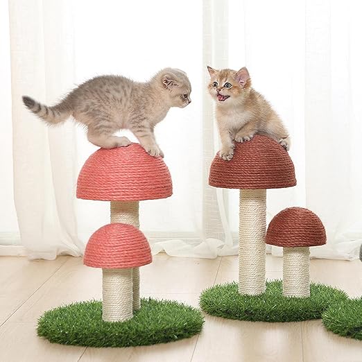 Cat mushroom scratching post made of sisal