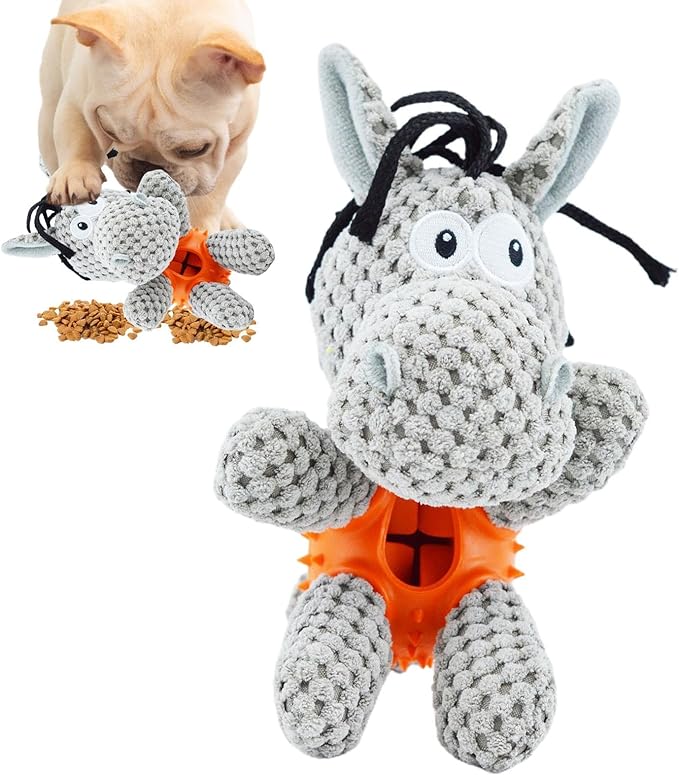 3in1 dog cuddly toy with integrated teeth cleaning toy and treat stash