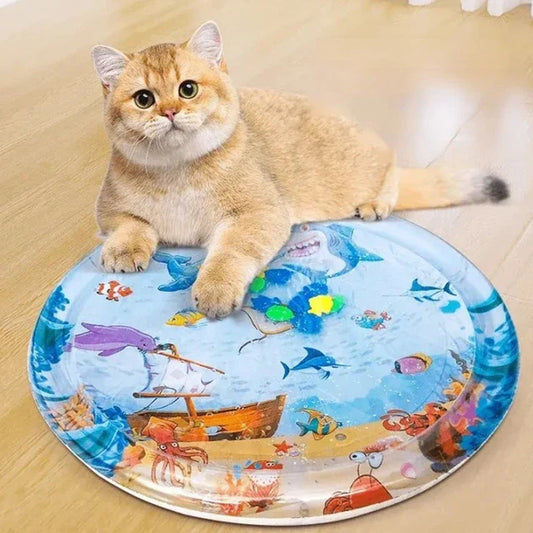 Cats play & cool water mat (round)